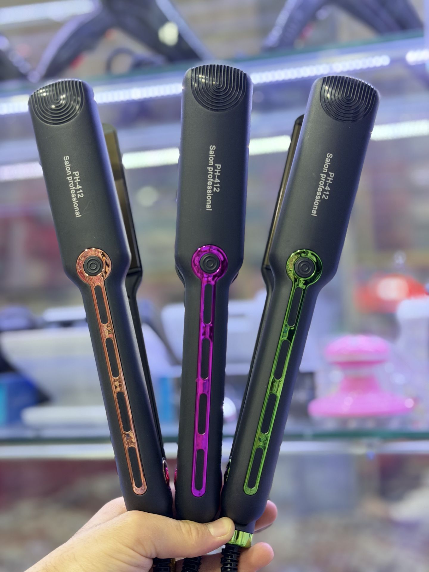 اتو مو حرفه‌ای PH-412 Salon Professional - صفحات سرامیکی، گرمایش سریع و طراحی ارگونومیک در رنگ‌های متنوع
